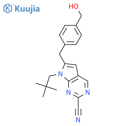 7H-Pyrrolo[2,3-d]pyrimidine-2-carbonitrile,7-(2,2-dimethylpropyl)-6-[[4-(hydroxymethyl)phenyl]methyl]- structure