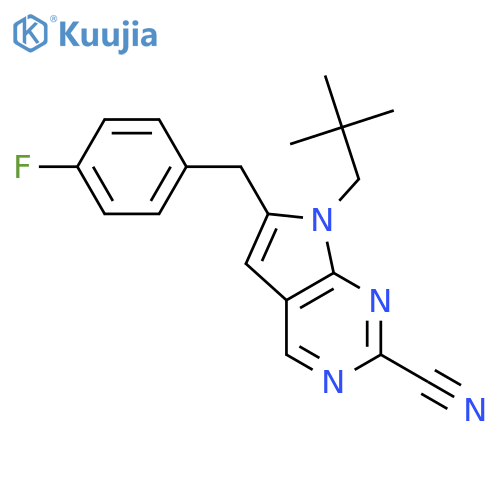 7H-Pyrrolo[2,3-d]pyrimidine-2-carbonitrile,7-(2,2-dimethylpropyl)-6-[(4-fluorophenyl)methyl]- structure