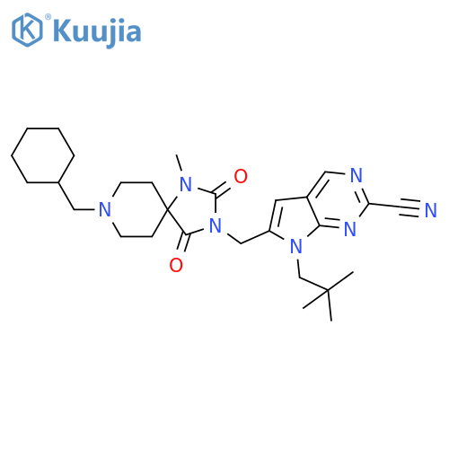 7H-Pyrrolo[2,3-d]pyrimidine-2-carbonitrile,6-[[8-(cyclohexylmethyl)-1-methyl-2,4-dioxo-1,3,8-triazaspiro[4.5]dec-3-yl]methyl]-7-(2,2-dimethylpropyl)- structure