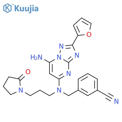 Benzonitrile,3-[[[7-amino-2-(2-furanyl)[1,2,4]triazolo[1,5-a]pyrimidin-5-yl][3-(2-oxo-1-pyrrolidinyl)propyl]amino]methyl]- structure