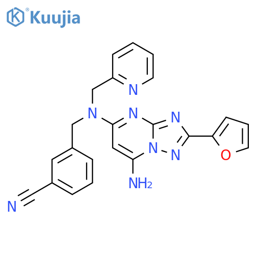 Benzonitrile,3-[[[7-amino-2-(2-furanyl)[1,2,4]triazolo[1,5-a]pyrimidin-5-yl](2-pyridinylmethyl)amino]methyl]- structure