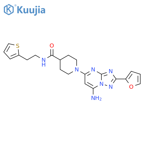 4-Piperidinecarboxamide,1-[7-amino-2-(2-furanyl)[1,2,4]triazolo[1,5-a]pyrimidin-5-yl]-N-[2-(2-thienyl)ethyl]- structure