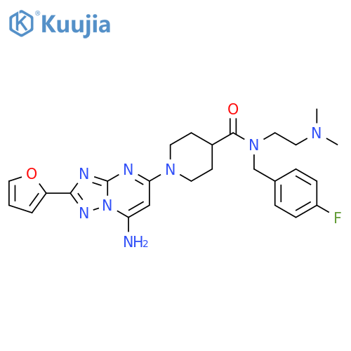 4-Piperidinecarboxamide,1-[7-amino-2-(2-furanyl)[1,2,4]triazolo[1,5-a]pyrimidin-5-yl]-N-[2-(dimethylamino)ethyl]-N-[(4-fluorophenyl)methyl]- structure