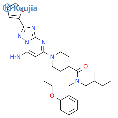 4-Piperidinecarboxamide,1-[7-amino-2-(2-furanyl)[1,2,4]triazolo[1,5-a]pyrimidin-5-yl]-N-[(2-ethoxyphenyl)methyl]-N-(2-methylbutyl)- structure