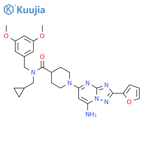 4-Piperidinecarboxamide,1-[7-amino-2-(2-furanyl)[1,2,4]triazolo[1,5-a]pyrimidin-5-yl]-N-(cyclopropylmethyl)-N-[(3,5-dimethoxyphenyl)methyl]- structure