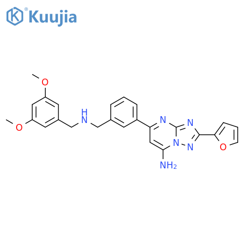[1,2,4]Triazolo[1,5-a]pyrimidin-7-amine,5-[3-[[[(3,5-dimethoxyphenyl)methyl]amino]methyl]phenyl]-2-(2-furanyl)- structure