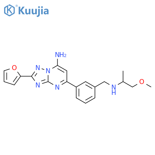 [1,2,4]Triazolo[1,5-a]pyrimidin-7-amine,2-(2-furanyl)-5-[3-[[(2-methoxy-1-methylethyl)amino]methyl]phenyl]- structure