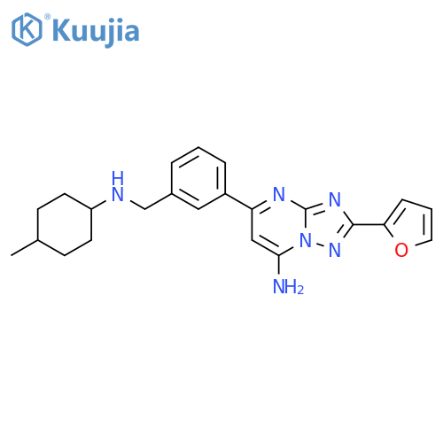 [1,2,4]Triazolo[1,5-a]pyrimidin-7-amine,2-(2-furanyl)-5-[3-[[(4-methylcyclohexyl)amino]methyl]phenyl]- structure