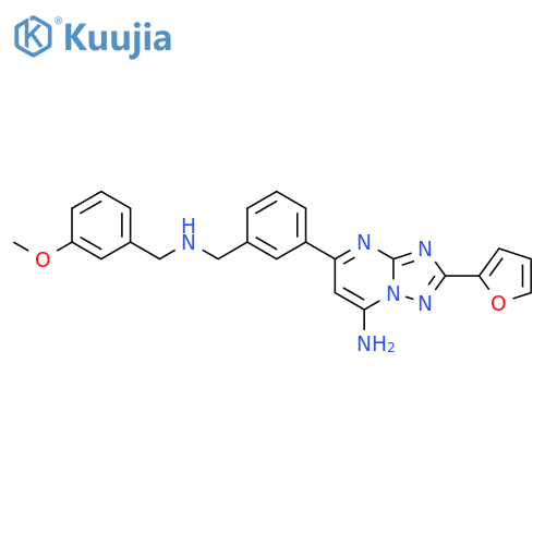 [1,2,4]Triazolo[1,5-a]pyrimidin-7-amine,2-(2-furanyl)-5-[3-[[[(3-methoxyphenyl)methyl]amino]methyl]phenyl]- structure