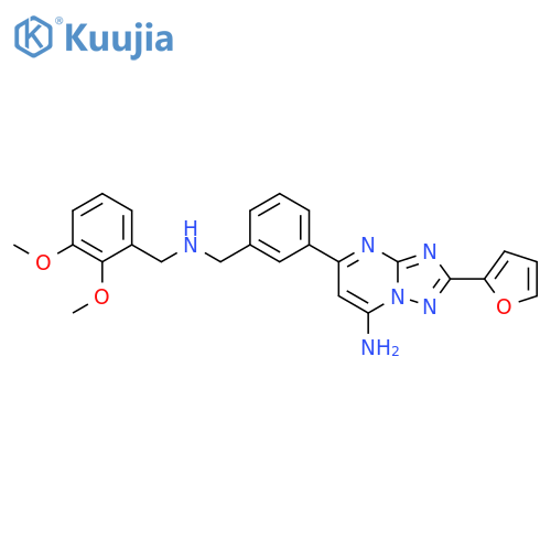[1,2,4]Triazolo[1,5-a]pyrimidin-7-amine,5-[3-[[[(2,3-dimethoxyphenyl)methyl]amino]methyl]phenyl]-2-(2-furanyl)- structure