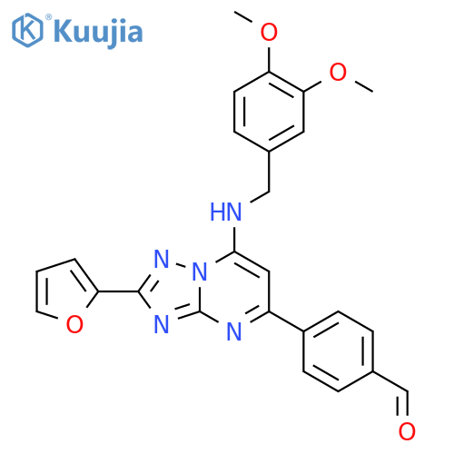 Benzaldehyde,4-[7-[[(3,4-dimethoxyphenyl)methyl]amino]-2-(2-furanyl)[1,2,4]triazolo[1,5-a]pyrimidin-5-yl]- structure
