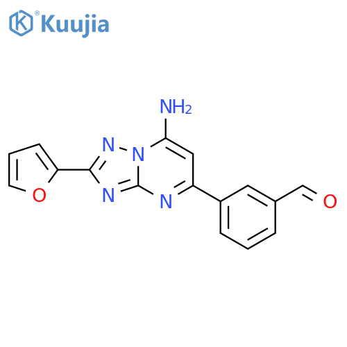 Benzaldehyde,3-[7-amino-2-(2-furanyl)[1,2,4]triazolo[1,5-a]pyrimidin-5-yl]- structure