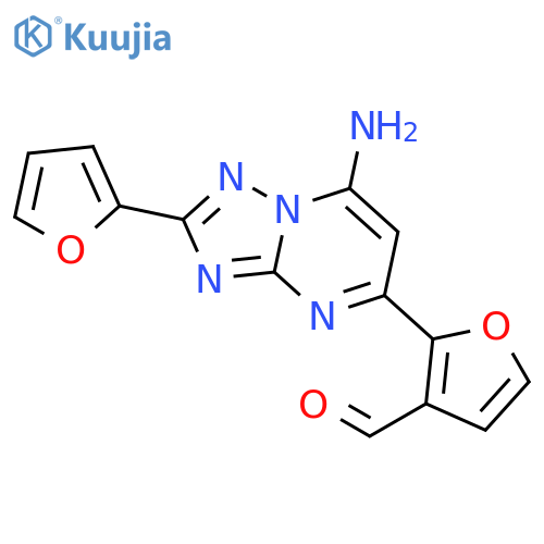 3-Furancarboxaldehyde,2-[7-amino-2-(2-furanyl)[1,2,4]triazolo[1,5-a]pyrimidin-5-yl]- structure