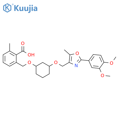 Benzoic acid,2-[[[3-[[2-(3,4-dimethoxyphenyl)-5-methyl-4-oxazolyl]methoxy]cyclohexyl]oxy]methyl]-6-methyl- structure
