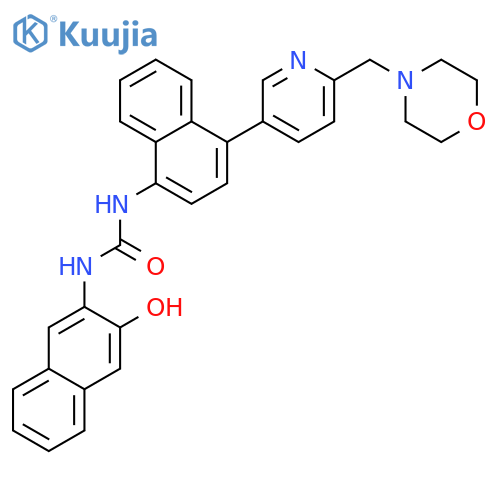 Urea,N-(3-hydroxy-2-naphthalenyl)-N'-[4-[6-(4-morpholinylmethyl)-3-pyridinyl]-1-naphthalenyl]- structure
