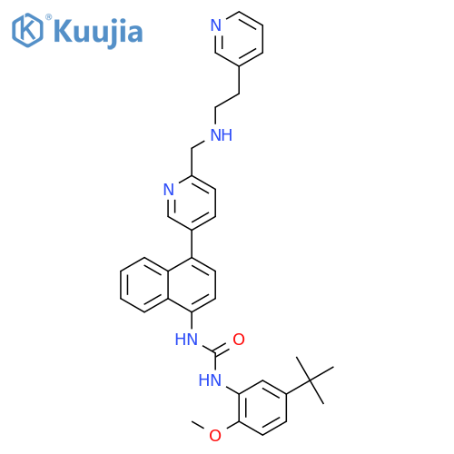 Urea,N-[5-(1,1-dimethylethyl)-2-methoxyphenyl]-N'-[4-[6-[[[2-(3-pyridinyl)ethyl]amino]methyl]-3-pyridinyl]-1-naphthalenyl]- structure