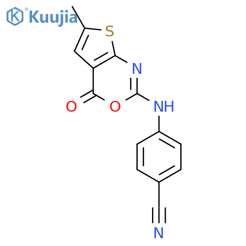Benzonitrile,4-[(6-methyl-4-oxo-4H-thieno[2,3-d][1,3]oxazin-2-yl)amino]- structure