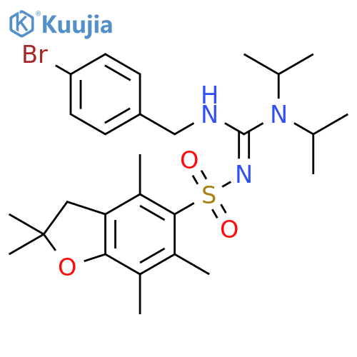 5-Benzofuransulfonamide,N-[[bis(1-methylethyl)amino][[(4-bromophenyl)methyl]amino]methylene]-2,3-dihydro-2,2,4,6,7-pentamethyl- structure