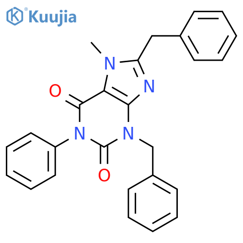 1H-Purine-2,6-dione,3,7-dihydro-7-methyl-1-phenyl-3,8-bis(phenylmethyl)- structure