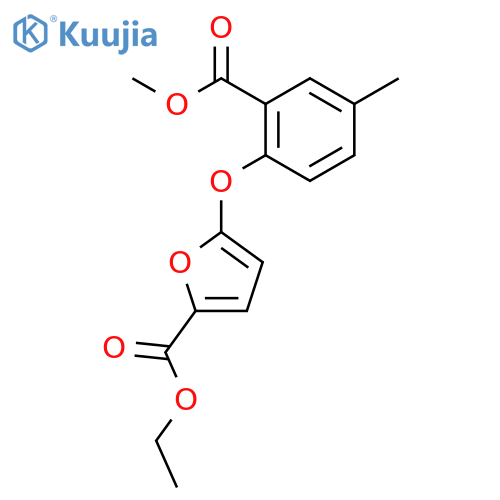 2-Furancarboxylic acid, 5-[2-(methoxycarbonyl)-4-methylphenoxy]-, ethylester structure