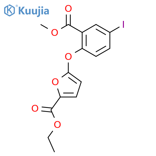 2-Furancarboxylic acid, 5-[4-iodo-2-(methoxycarbonyl)phenoxy]-, ethylester structure