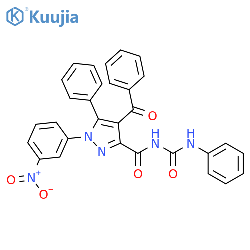 1H-Pyrazole-3-carboxamide,4-benzoyl-1-(3-nitrophenyl)-5-phenyl-N-[(phenylamino)carbonyl]- structure