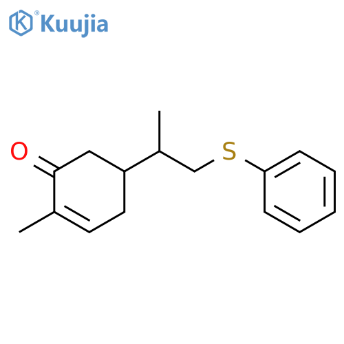 2-Cyclohexen-1-one, 2-methyl-5-[1-methyl-2-(phenylthio)ethyl]-, (5R)- structure