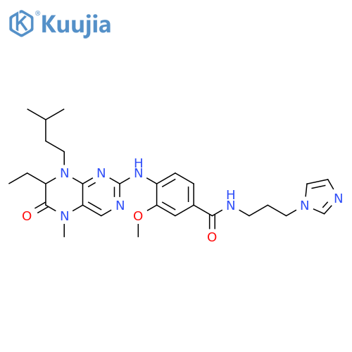 Benzamide,4-[[7-ethyl-5,6,7,8-tetrahydro-5-methyl-8-(3-methylbutyl)-6-oxo-2-pteridinyl]amino]-N-[3-(1H-imidazol-1-yl)propyl]-3-methoxy- structure