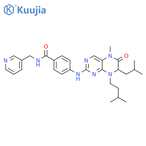 Benzamide,N-(3-pyridinylmethyl)-4-[[5,6,7,8-tetrahydro-5-methyl-8-(3-methylbutyl)-7-(2-methylpropyl)-6-oxo-2-pteridinyl]amino]- structure