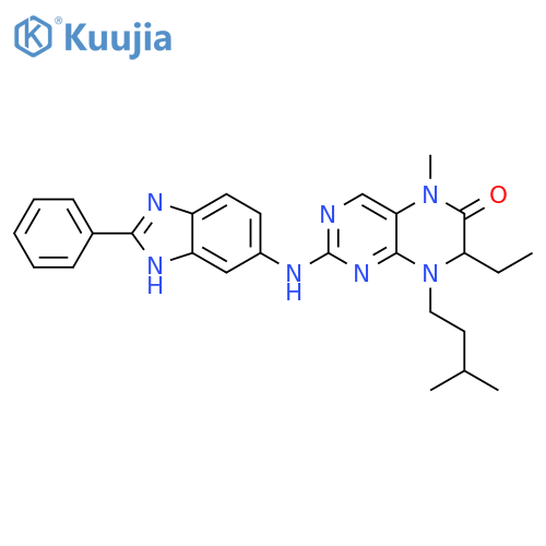 6(5H)-Pteridinone,7-ethyl-7,8-dihydro-5-methyl-8-(3-methylbutyl)-2-[(2-phenyl-1H-benzimidazol-5-yl)amino]- structure