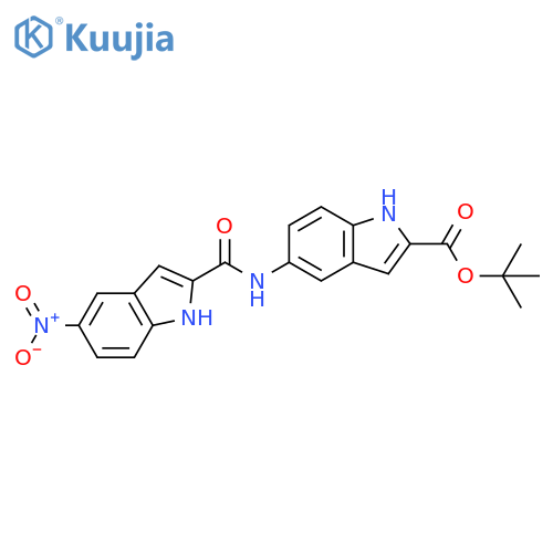 1H-Indole-2-carboxylic acid, 5-[[(5-nitro-1H-indol-2-yl)carbonyl]amino]-,1,1-dimethylethyl ester structure