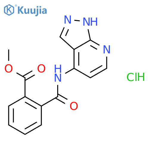 Benzoic acid, 2-[(1H-pyrazolo[3,4-b]pyridin-4-ylamino)carbonyl]-,methyl ester, hydrochloride structure