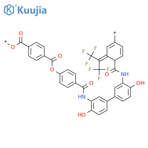 Poly[oxycarbonyl-1,4-phenylenecarbonyloxy-1,4-phenylenecarbonylimino(6-hydroxy-1,3-phenylene)[2,2,2-trifluoro-1-(trifluoromethyl)ethylidene](4-hydroxy-1,3-phenylene)iminocarbonyl-1,4-phenylene] structure