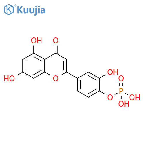 4H-1-Benzopyran-4-one,5,7-dihydroxy-2-[3-hydroxy-4-(phosphonooxy)phenyl]- structure