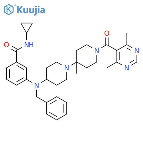 Benzamide,N-cyclopropyl-3-[[1'-[(4,6-dimethyl-5-pyrimidinyl)carbonyl]-4'-methyl[1,4'-bipiperidin]-4-yl](phenylmethyl)amino]- structure