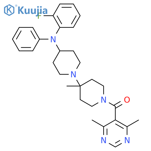 [1,4'-Bipiperidin]-4-amine,1'-[(4,6-dimethyl-5-pyrimidinyl)carbonyl]-N-(2-fluorophenyl)-N-phenyl-4'-methyl- structure