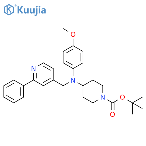 1-Piperidinecarboxylic acid,4-[(4-methoxyphenyl)[(2-phenyl-4-pyridinyl)methyl]amino]-,1,1-dimethylethyl ester structure