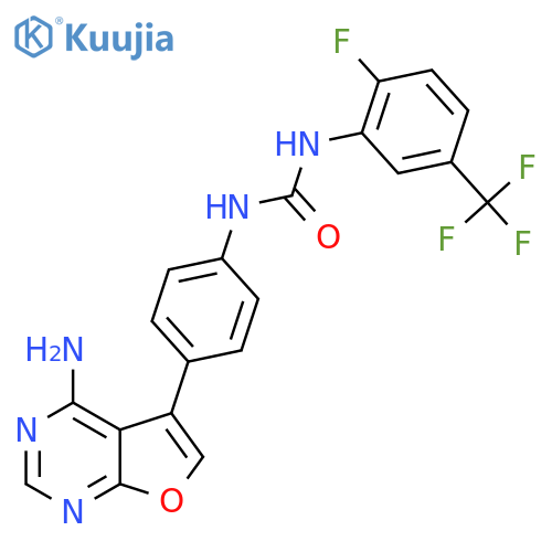 3-(4-{4-Aminofuro[2,3-d]pyrimidin-5-yl}phenyl)-1-[2-fluoro-5-(trifluoromethyl)phenyl]urea structure