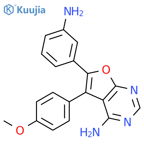Furo[2,3-d]pyrimidin-4-amine, 6-(3-aminophenyl)-5-(4-methoxyphenyl)- structure