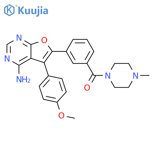 Piperazine,1-[3-[4-amino-5-(4-methoxyphenyl)furo[2,3-d]pyrimidin-6-yl]benzoyl]-4-methyl- structure