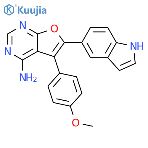 Furo[2,3-d]pyrimidin-4-amine, 6-(1H-indol-5-yl)-5-(4-methoxyphenyl)- structure