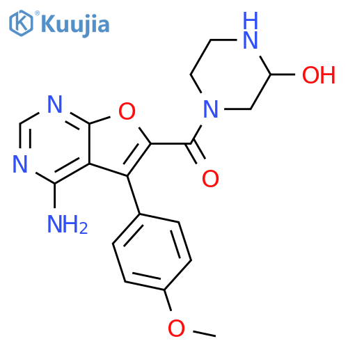 2-Piperazinol,4-[[4-amino-5-(4-methoxyphenyl)furo[2,3-d]pyrimidin-6-yl]carbonyl]- structure