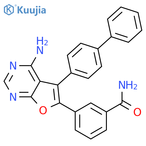 Benzamide, 3-(4-amino-5-[1,1'-biphenyl]-4-ylfuro[2,3-d]pyrimidin-6-yl)- structure