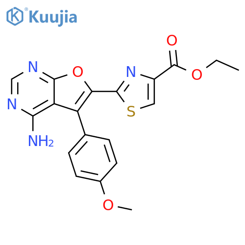 4-Thiazolecarboxylic acid,2-[4-amino-5-(4-methoxyphenyl)furo[2,3-d]pyrimidin-6-yl]-, ethyl ester structure