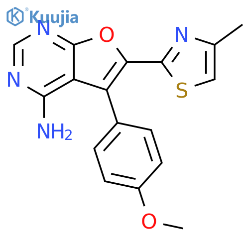 Furo[2,3-d]pyrimidin-4-amine,5-(4-methoxyphenyl)-6-(4-methyl-2-thiazolyl)- structure