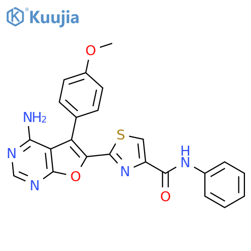 4-Thiazolecarboxamide,2-[4-amino-5-(4-methoxyphenyl)furo[2,3-d]pyrimidin-6-yl]-N-phenyl- structure