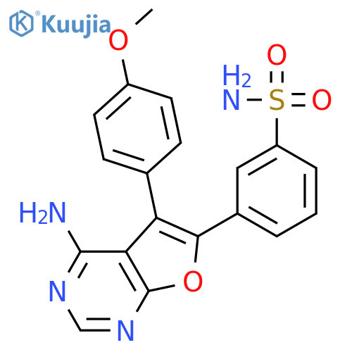 Benzenesulfonamide,3-[4-amino-5-(4-methoxyphenyl)furo[2,3-d]pyrimidin-6-yl]- structure