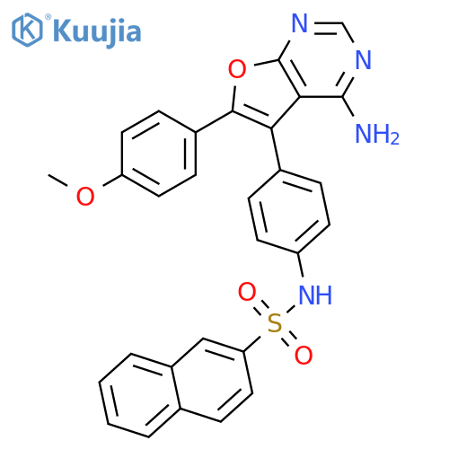 2-Naphthalenesulfonamide,N-[4-[4-amino-6-(4-methoxyphenyl)furo[2,3-d]pyrimidin-5-yl]phenyl]- structure
