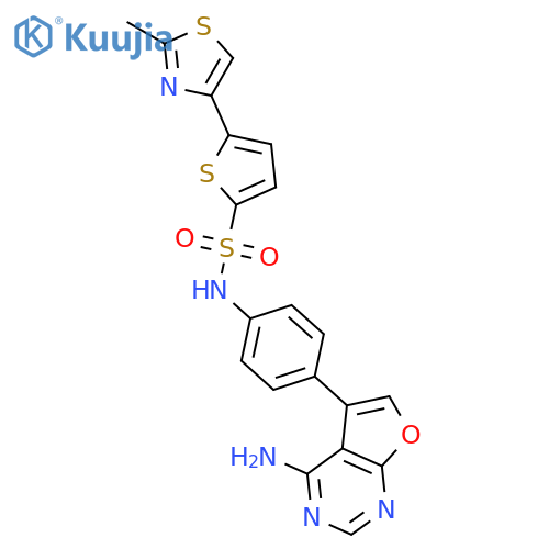 2-Thiophenesulfonamide,N-[4-(4-aminofuro[2,3-d]pyrimidin-5-yl)phenyl]-5-(2-methyl-4-thiazolyl)- structure
