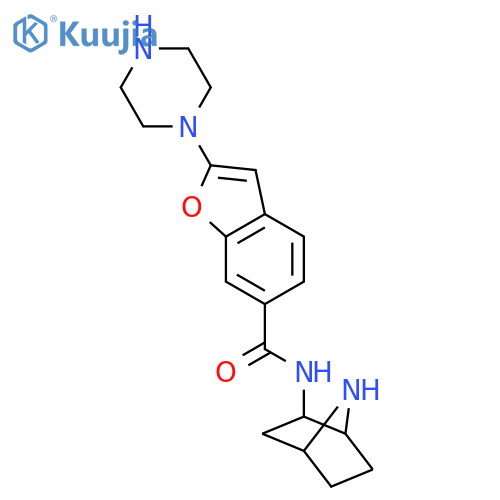 6-Benzofurancarboxamide,N-(1S,2R,4R)-7-azabicyclo[2.2.1]hept-2-yl-2-(1-piperazinyl)- structure